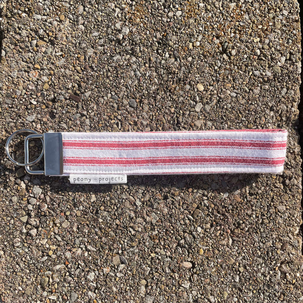 Red Stripe Keychain Wristlet
